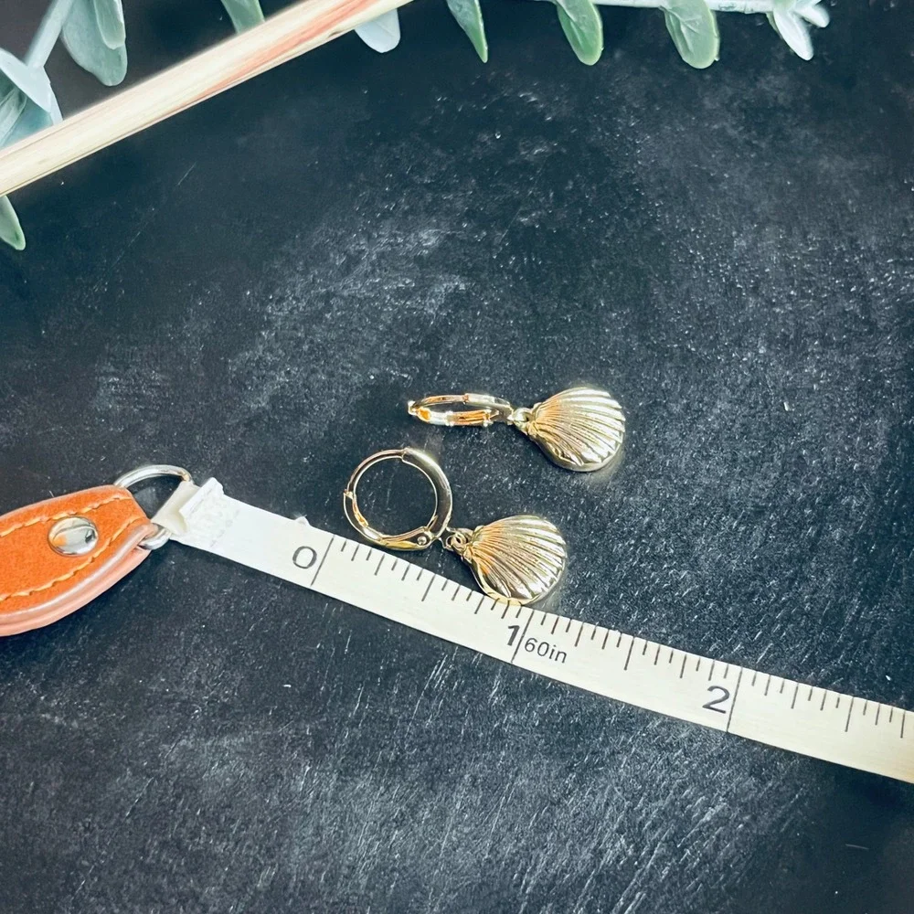 Seashell Huggie Hoop Earrings‎ | 14k Rose Gold Plated | Boho Ocean Mermaid